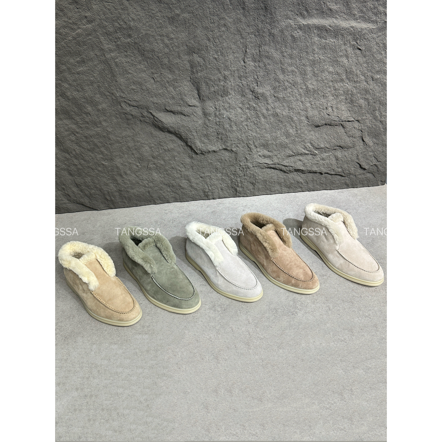 海狸毛加绒高帮乐福鞋羊皮毛一体