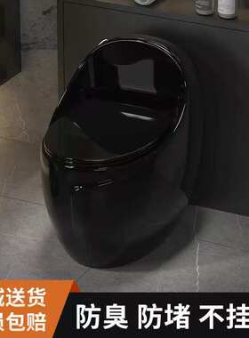 家用鸡蛋型马桶黑色坐便器小户型虹吸式陶瓷防臭个性创意灰色坐厕