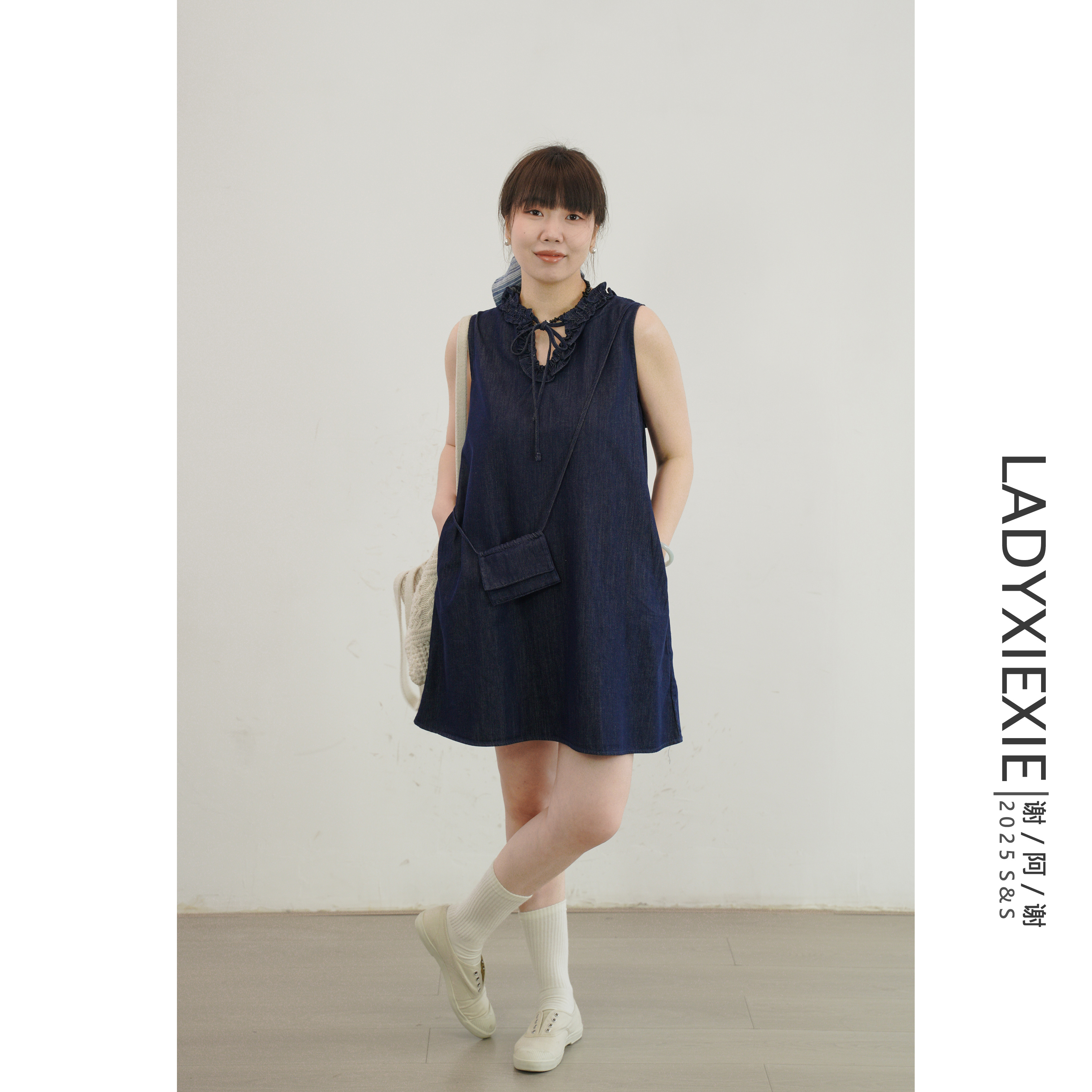【LADYXIEXIE4/14 88折+立减】防掉色设计感圆领无袖牛仔背心裙女