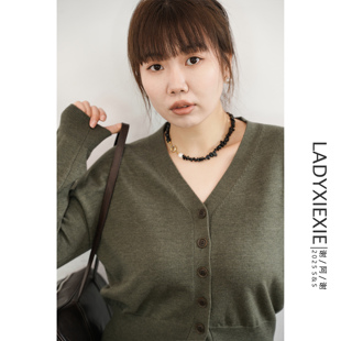 女上衣 LADYXIEXIE v领软糯高腰针织开衫 法式 88折 满减