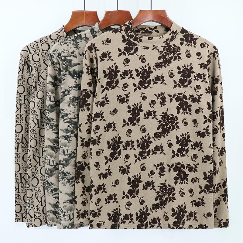 秋冬新款中老年半高领弹力上衣