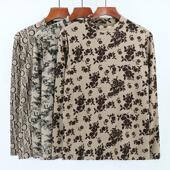 女长袖 德绒印花打底衫 妈妈小中领弹力宽松保暖内衣可外穿单件秋衣