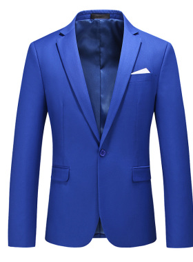 彩色单西外套男大码商务休闲免烫西装秋季宝蓝色职业上衣男士西服