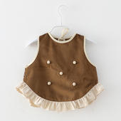 宝宝吃饭防水罩衣儿童外穿可爱围裙婴儿防脏反穿衣秋冬新款 洋气