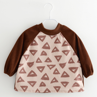 秋冬长袖 罩衣婴儿吃饭防脏 儿童幼儿园防水围兜宝宝反穿衣外穿新款