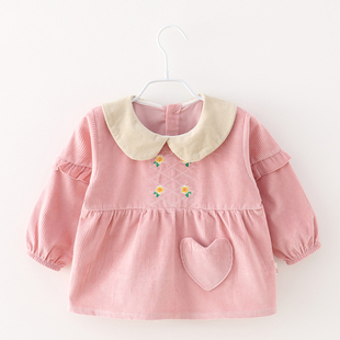 婴儿防水秋冬长袖 罩衣宝宝吃饭防脏外穿反穿衣儿童纯棉灯芯绒围裙