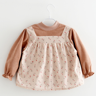 女宝宝洋气外穿围裙儿童韩版 防脏吃饭罩衣婴儿秋冬防水反穿衣新款