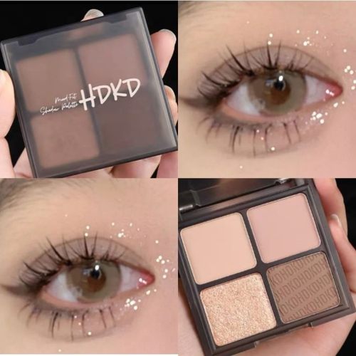 HDKD四色眼影盘ins超火闪粉小盘珠光便携防水平价大地色学生小众