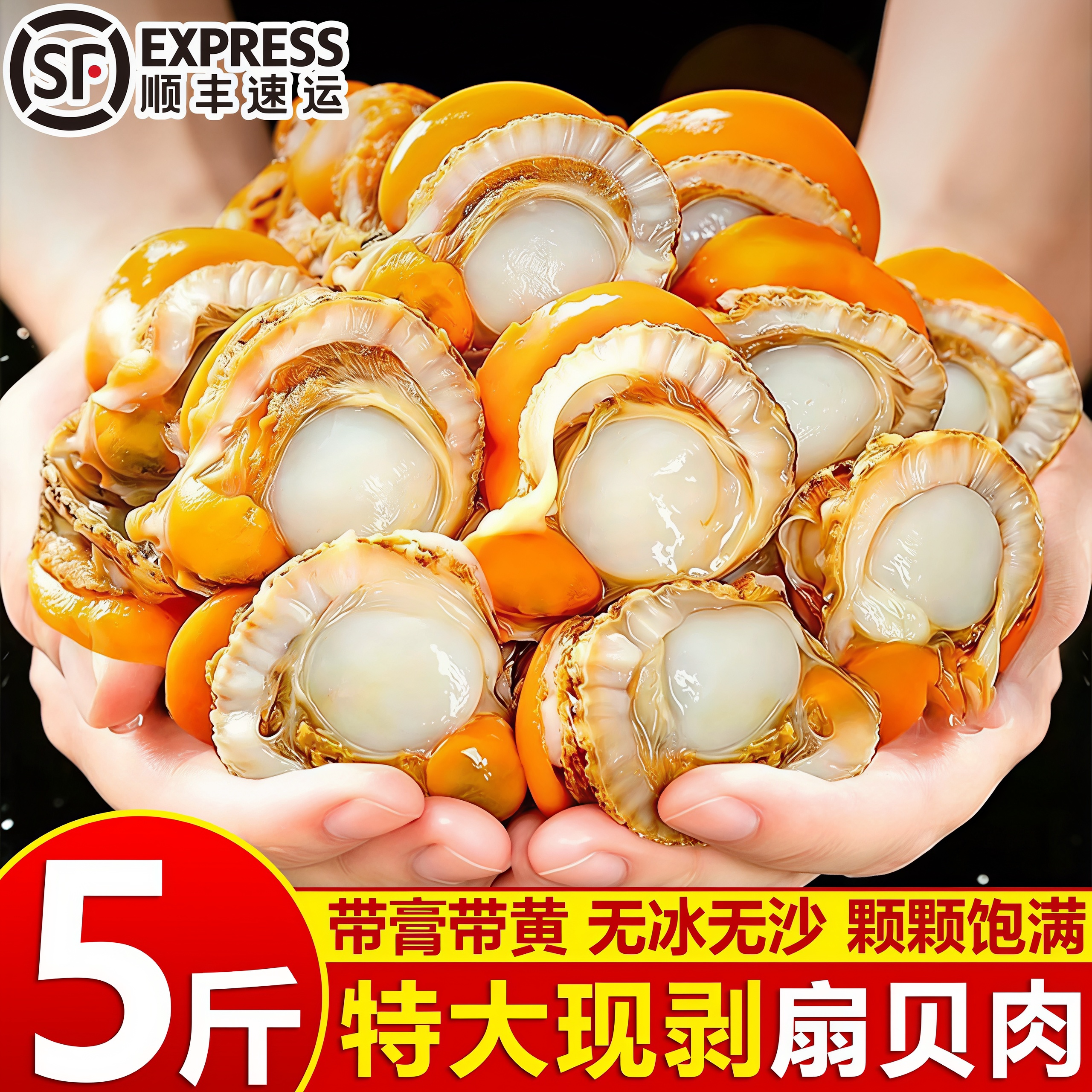 冷冻特级商用海鲜水产带黄扇贝肉