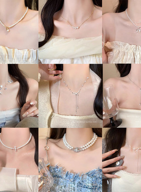 蝴蝶珍珠项链女轻奢小众设计高级感锁骨链网红气质百搭脖颈链配饰