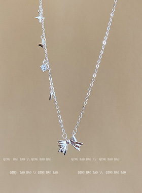 ins风轻奢高级感蝴蝶结项链女时尚气质百搭设计感小众锁骨链项饰