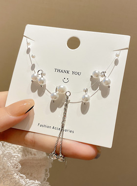 仙女款鱼线夏季锁骨链珍珠项链女ins温柔气质复古水滴小众设计感