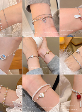 24年新款爆款手链女ins风爱心山茶花高级感轻奢小众百搭手串手饰