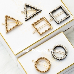 法国亚历山大A P发饰4.5cm几何珍珠边夹 现货