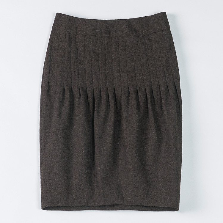 敦系列春秋装新款女咖啡色毛呢半身裙包臀裙中裙品牌折扣正品