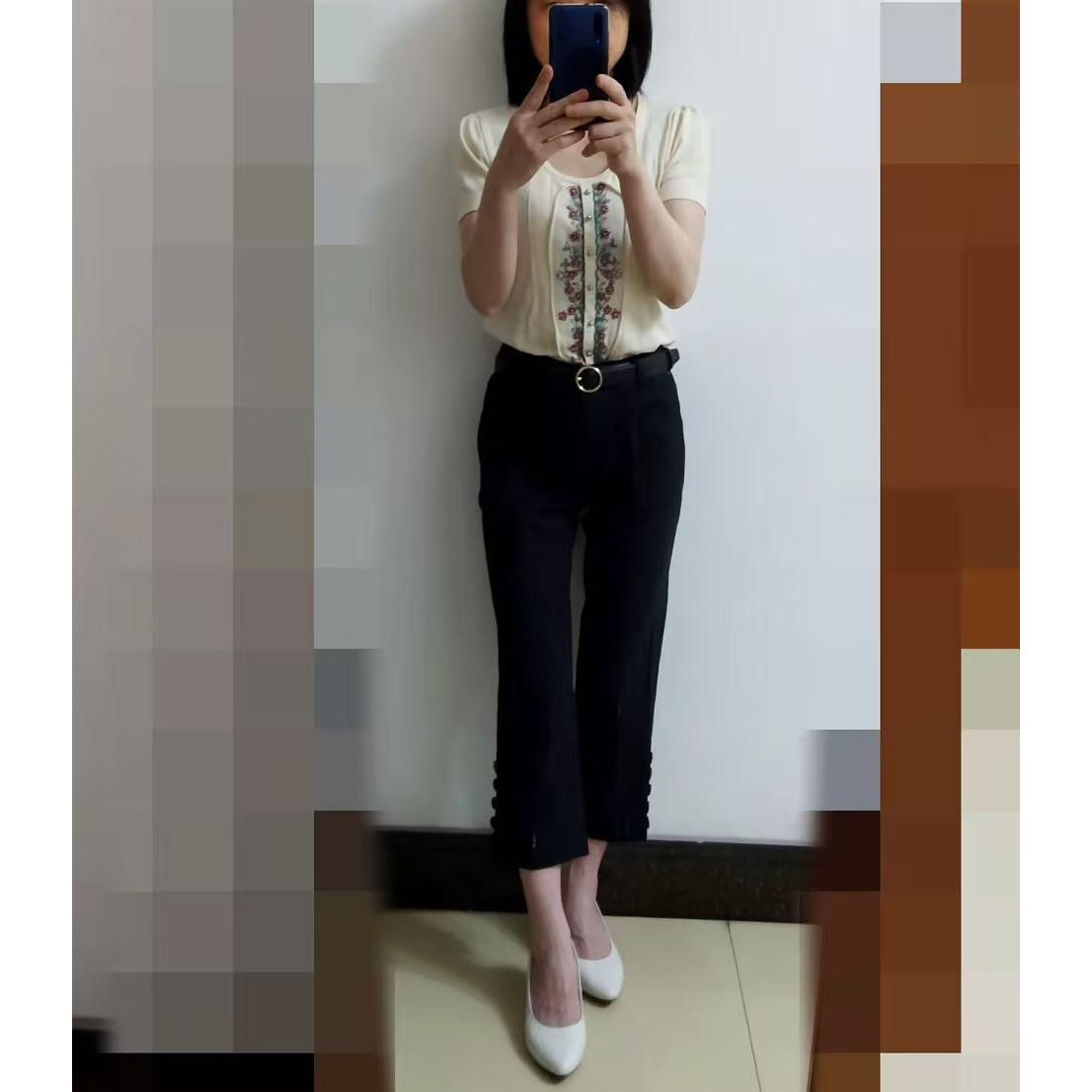 敦系列春秋新款中厚棉质修身小脚七分料子女裤品牌折扣正品