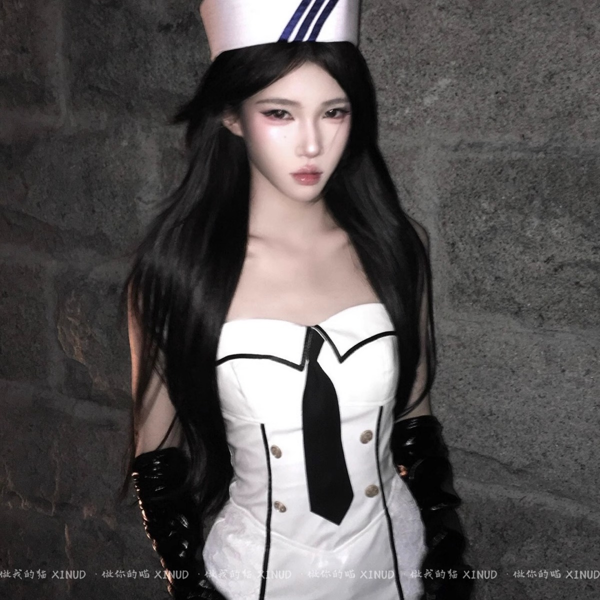 做你的猫：定速巡航*原创冷欲性感日系学院水手服皮质包臀裙套装