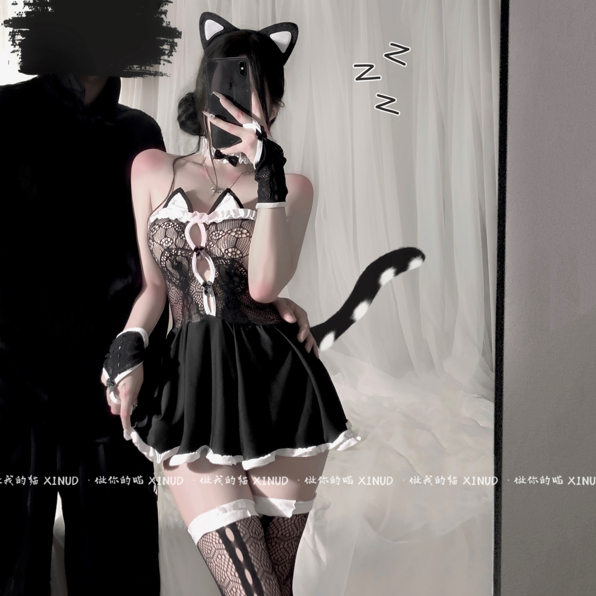 做你的猫：娇俏涩喵！性感娇俏佣制服装可爱cos小猫女网衣薄套装