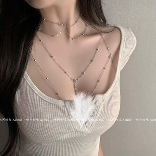 做你 闪钻气质挂脖胸链身体链纯欲百搭项链网红饰品 猫：太欲啦