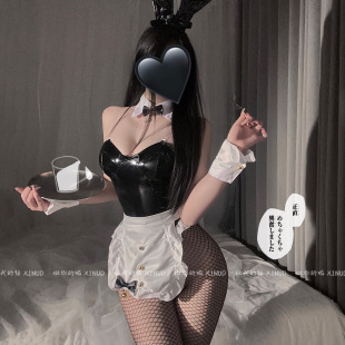 女 纯欲甜美cos兔女郎连体衣绑带皮质套装 做你 猫：推倒兔兔执事