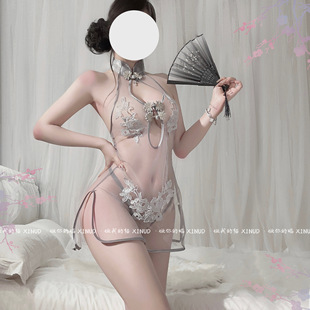 做你 复古性感网纱花朵刺绣显瘦私房家居古风睡衣 猫：春梦缠绵