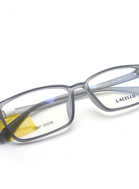 LACELLO L8821透明磨砂灰色全框超轻眼镜框架 广州实体店验光配镜