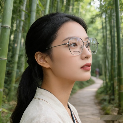 帕莎超轻钛银色圆框近视眼镜