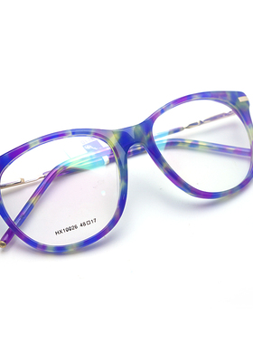 HX10026 女款紫色玳瑁板材金属复古近视眼镜框架 结实耐用好质量
