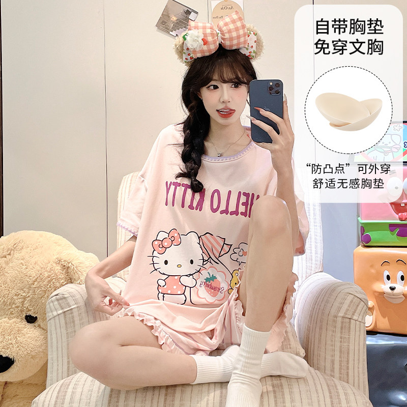 2026年睡衣女款夏季带胸垫新睡衣/家居服套装