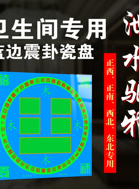 蓝边【震卦瓷盘】正西、正南、西北、东北卫生间专用