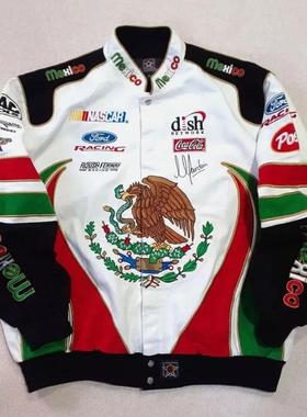 罕见复古 Jeff Hamilton,Michel Jourdain NASCAR 夹克墨西哥福特