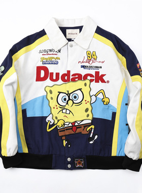 杜戴克2025海绵宝宝联名款卡通重工刺绣骑行赛车夹克加厚外套