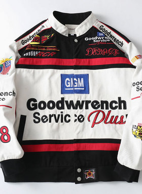 DUDACK杜戴克2024新款男女欧美潮牌嘻哈宽松夹克刺绣重工拼接外套