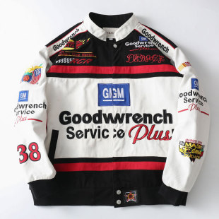 DUDACK杜戴克2024新款男女欧美潮牌嘻哈宽松夹克刺绣重工拼接外套