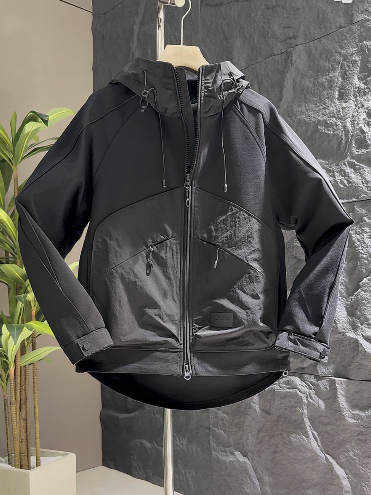 加厚棉衣男冬季新款男士针织拼接连帽棉服外套时尚百搭二棉夹克男