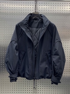 立领棉服男潮牌时尚 纯色工装 百搭保暖加厚外套夹克 新款 棉衣男冬季