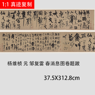 杨维桢春消息图卷纸本题跋行书真迹高清书法微喷复制学习临摹范本