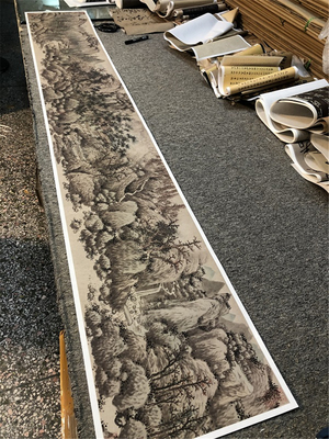 沈周 蜀山秦树图 写意水墨山水国画艺术微喷复制装饰画临摹教学稿