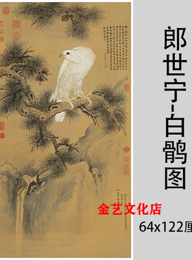 郎世宁-白鹘图 名家高清字画微喷复制装裱礼品挂画仿真客厅装饰画