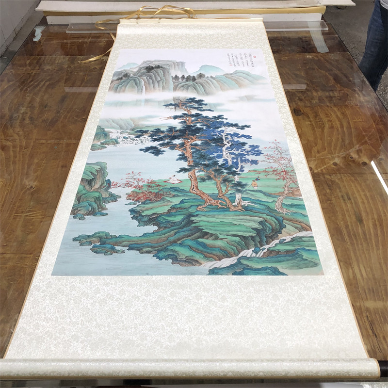 任重 观瀑图 山水人物风景国画酒店餐厅会所配画艺术微喷装饰画