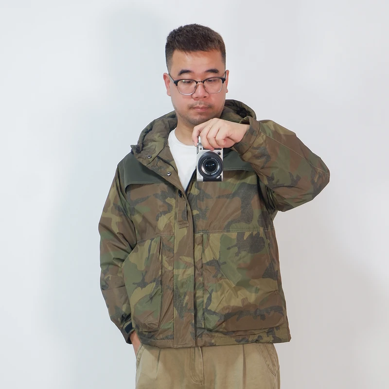 民生铺子美式复古迷彩工装羽绒服男冬季户外保暖90白鸭绒连帽外套