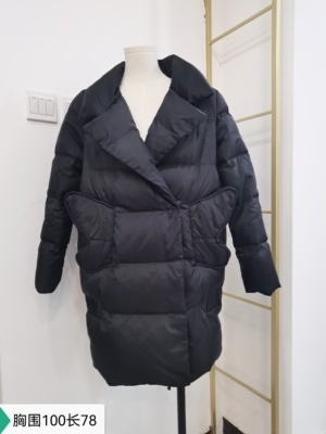法式黑色鹅绒服羽绒服女宽松套装外套大衣女秋冬款中长款小香风