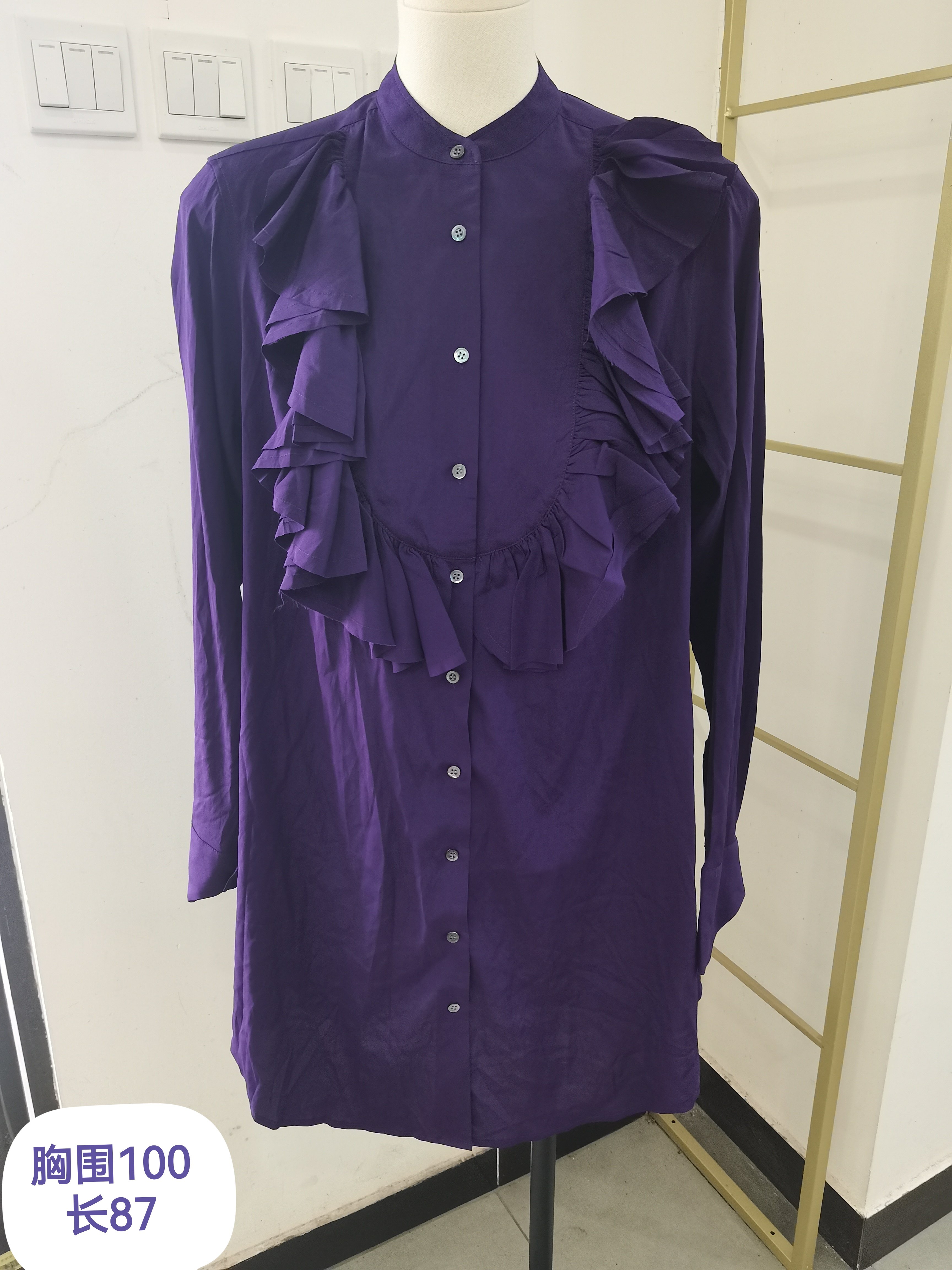 真丝桑蚕丝100%衬衫女立领木耳边荷叶边高级法式气质修身上衣新款