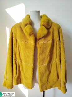 獭兔毛龙猫皮草法式高级感外套水貂马甲深圳南油中古貂黄色大衣女