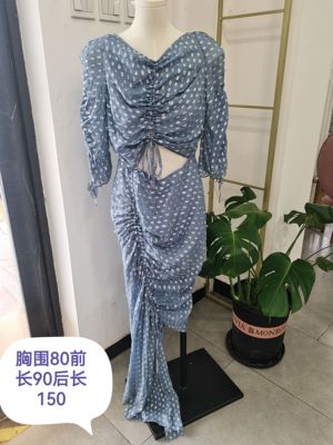 真丝桑蚕丝复古时尚波点抹胸上衣修身荷叶边半身裙度假海边沙滩裙