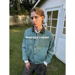 复古水洗夹克炒盐做旧短宽Boxy版 美式 型外套上衣Cleanfit 秋季 EME