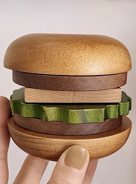 汉堡隔热垫餐桌创意摆件防热垫子杯垫实木质防烫垫ins高级感桌垫