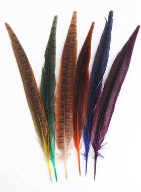 彩色野鸡尾飞钓飞蝇钩若虫钩尾巴绑制材料Pheasant Tail 羽毛
