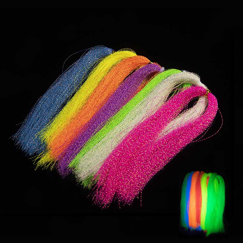 夜光螺旋亮丝海钓黄鱼钩绑制材料饰带飞蝇钩彩色夜光丝夜光亮丝