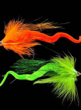 仿生彩色龙尾鱼海钓钩飞蝇钩适钓大中型海水鱼假饵鱼饵橙色龙头鱼